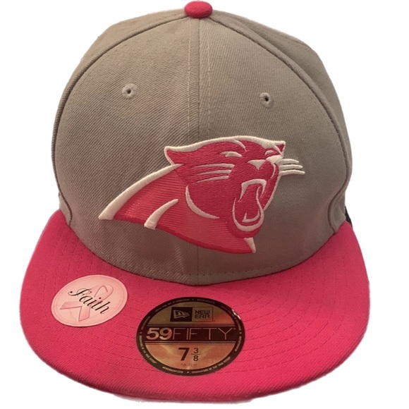 59FIFTY Accessories - 💕Carolina Panthers NFL pink & gray 7 3/8 fitted hat Breast Cancer edition NWT💕